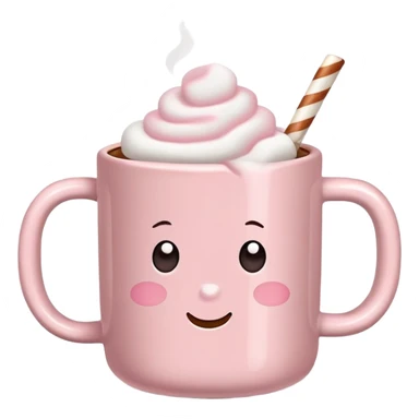 Light Pink mug of hot chocolate with marshmallows  sticker