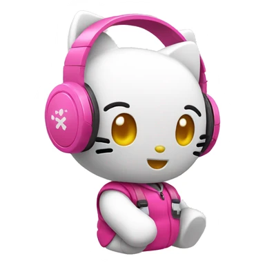 Hello kitty with pink gaming headphones sticker