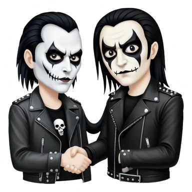 A black metal artist and an ordinary rock musician shake hands sticker