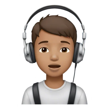 boy with headphones under sky mouth closed sticker