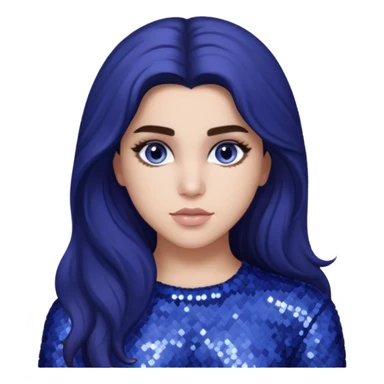 Lauren Jauregui from Fifth Harmony with long dark brown hair, periwinkle sequin outfit sticker