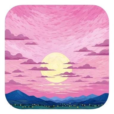 pink van gogh style spam sky sticker