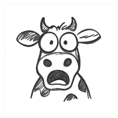 very surprised cow sticker