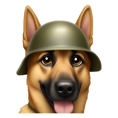 german shepard light brown dog wearing a military helmet sticker
