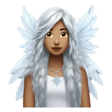 big wings, hood, silver, feather, icy ,snowflake, Beautiful, fairy, long hair sticker