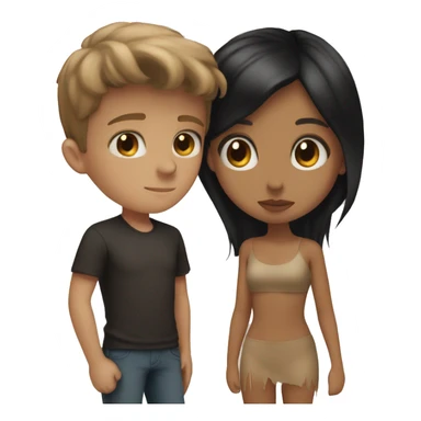 White boy with brown kissing tan girl with black hair sticker