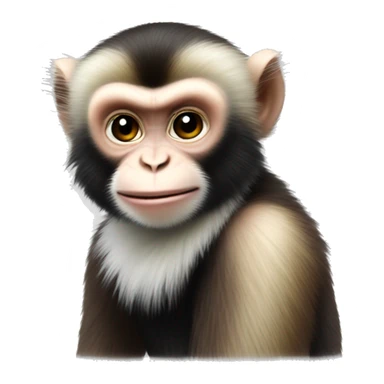 capuchin monkey black and white fluffy sticker