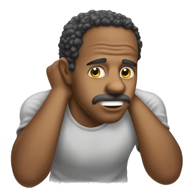 A mans face rubbing his chin biting his bottom lip sticker