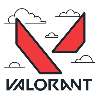 Valorant logo, sharp geometric V, bold, minimal, red and black, esports game logo style sticker