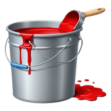 paint bucket, only bucket, spilled paint, red color,with out brush sticker