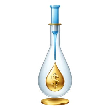 pipette positioned above a golden drop with a dollar sign inside the drop sticker