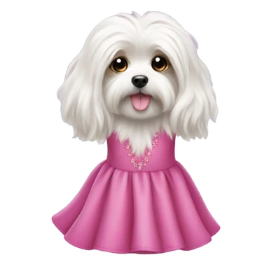 Long haired Maltese with pink dress sticker