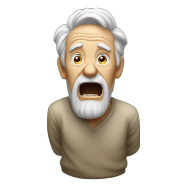 old man yelling to clouds sticker
