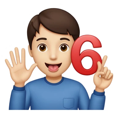 Happy face with tongue out with a number six in the left hand and number seven in the right hamd  sticker