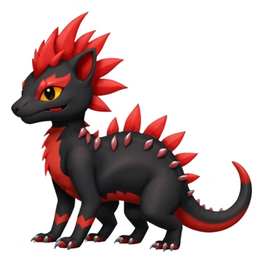 Shiny cool Fiery gothic evil black and red salandit-Liten-torracat with a red Mohawk  sticker