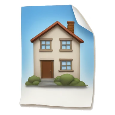 house and a stack of paper or a single document with a visible home symbol on it.  sticker