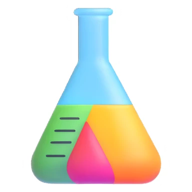laboratory flask with colorful chemicals sticker