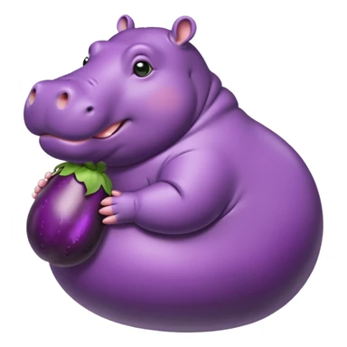 Fat hippo on eggplant sticker