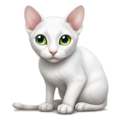 skinny white cat with heterochromia sticker
