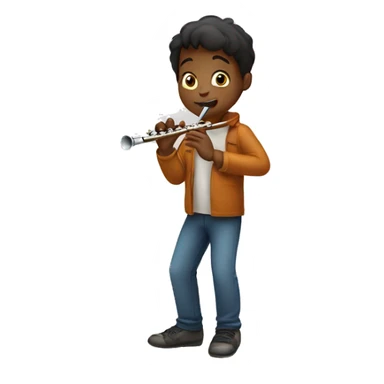 A boy playing the flute sticker