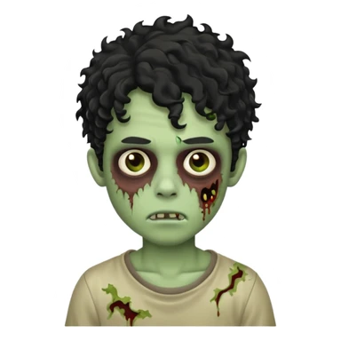 A boy zombie with black curly hair  sticker