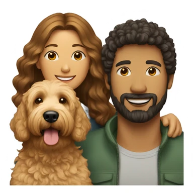 Goldendoodle with man and woman sticker