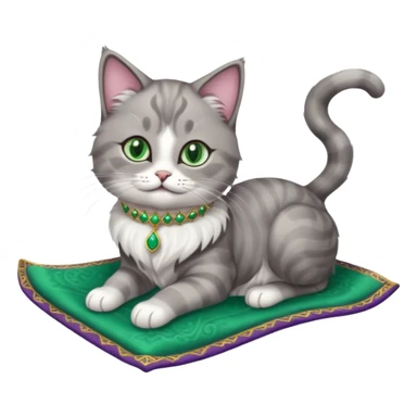 cat in flying carpet sticker