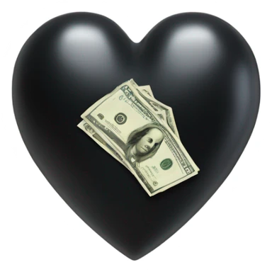 black heart with a money sticker