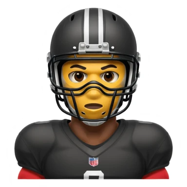 American black football player with a mask which have small holes like a goalkeeper mask sticker