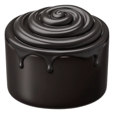black sesame paste, small mound or swirl, deep black, thick and glossy, smooth with slight ripples, rich opaque color, subtle reflections, no extras, apple emoji style, soft lighting, transparent background, emoji scale sticker