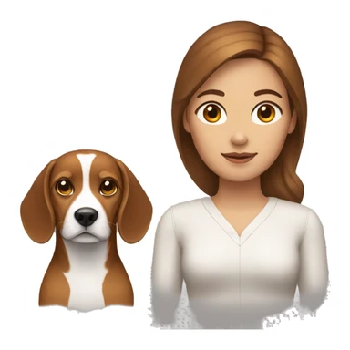 A woman with brown-hair, brown eyes and a beagle dog! sticker