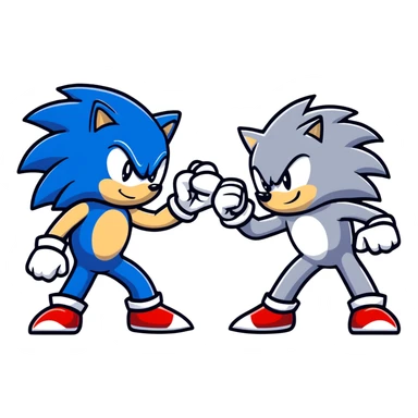 Sonic the Hedgehog and Silver the Hedgehog fist bumping sticker