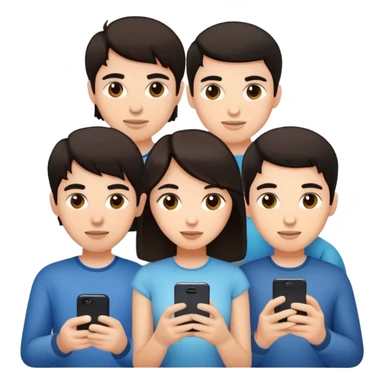 young group and all on the phone sticker