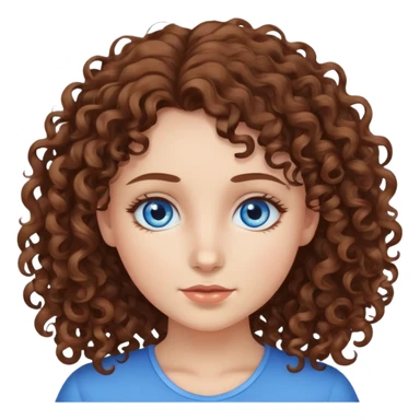 A fair-skin girl with brown curly hair and blue eyes. sticker