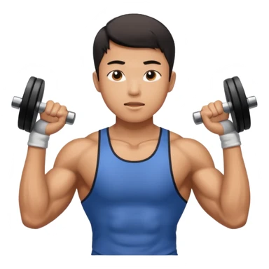 The young Asian guy is working out in gym sticker