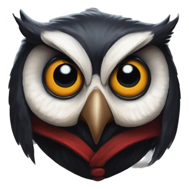 Vampire owl in Uncle Scrooge style, oil paint, mysterious eyes, intricate lips, masterpiece pose, odd perspective, beautiful, desirable, logical sticker