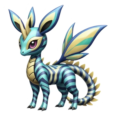 zig-zag-patterned tribal tropical hot spotted striped Meloetta-Dialga-Giratina-Noibat-Pokémon-Fakémon-fusion-hybrid-creature sticker