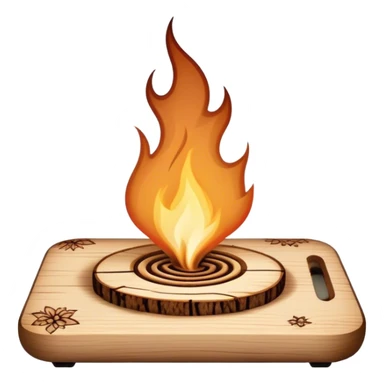 Pyrography icon, wooden board with intricate burn marks, pyrography tool (wood burner) in use, detailed patterns burned into the wood, minimalistic style, clean lines, transparent background. sticker