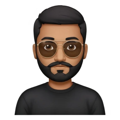 Indian man with  black hair and beard and black sunglasses and black jumper sticker