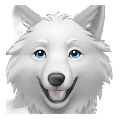Happy White Wolf blue eyes sticker