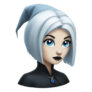 Gothic witch with blue eyes and black hair sticker