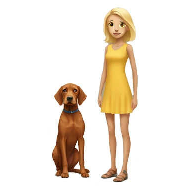 Two vizslas with skinny blonde girl sticker