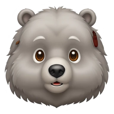 cute bear, light gray color, curious expression, small snout sticker