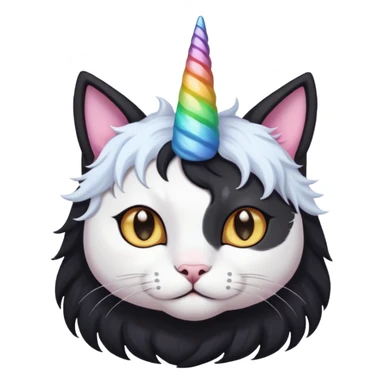 Black long haierd cat whit A unicorn horn sticker