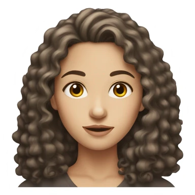 White woman with dark long brown curly hair and brown eyes sticker