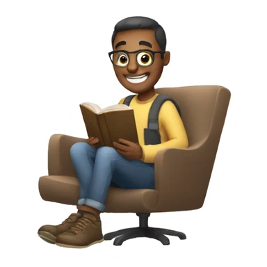 man happily reading a book sticker
