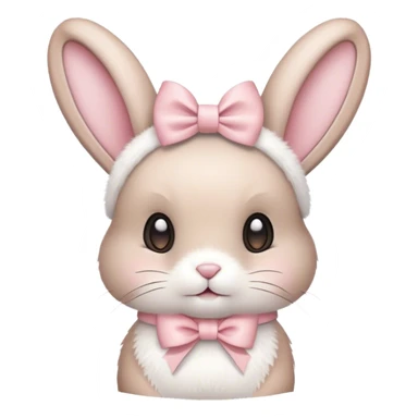 Beige bunny with a light pink bow on its head sticker