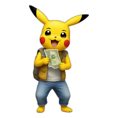 Pikachu qui a des billets sticker