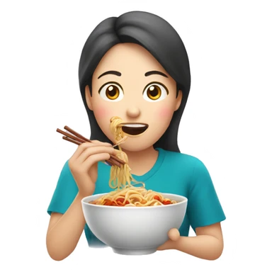 Mom eating korean noodle sticker