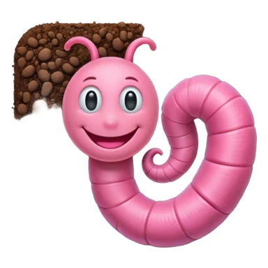 Pink worm smiling in soil sticker
